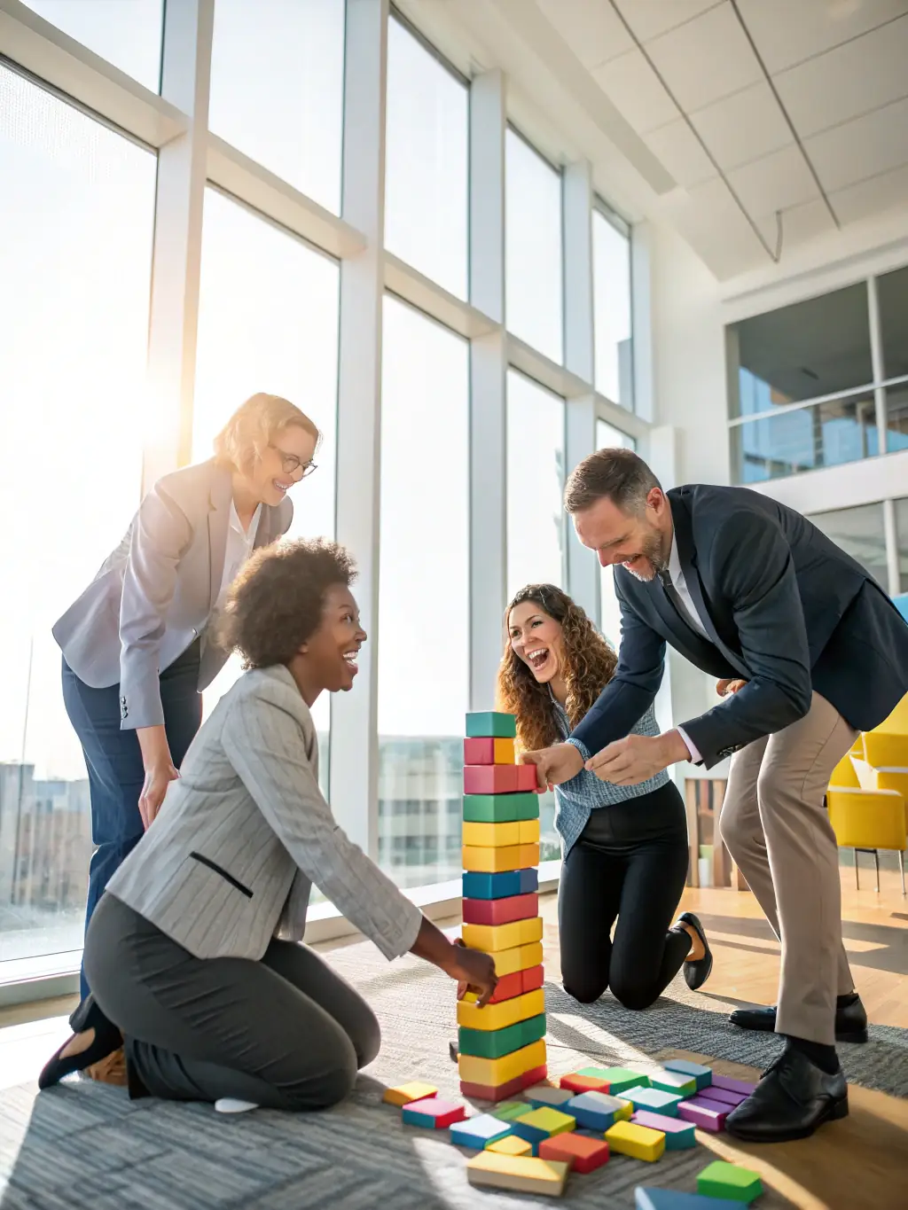 HRConnect consultants facilitating a team-building exercise for a small business, showcasing their focus on employee engagement.